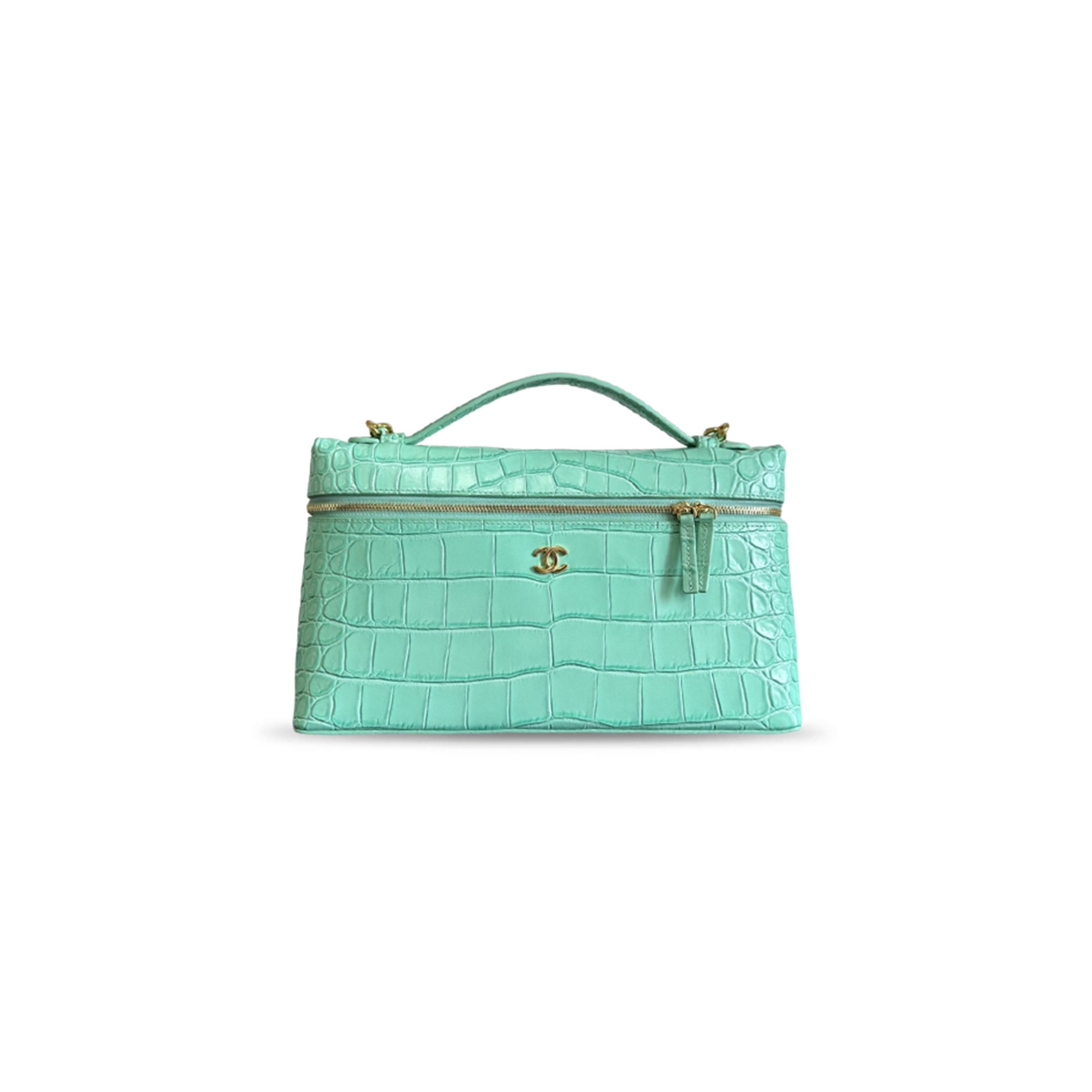 CHANEL CROCODILE EMBOSSED VANITY WITH CHAIN HANDBAG (28*17*5cm)